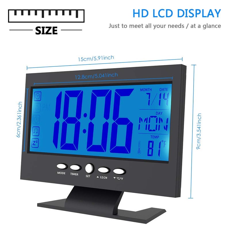 Royals Abstract Plastic Digital LCD Clock with Calendar Temperature Sensor Alarm for Table and Study Desk Random Colour - Image 2