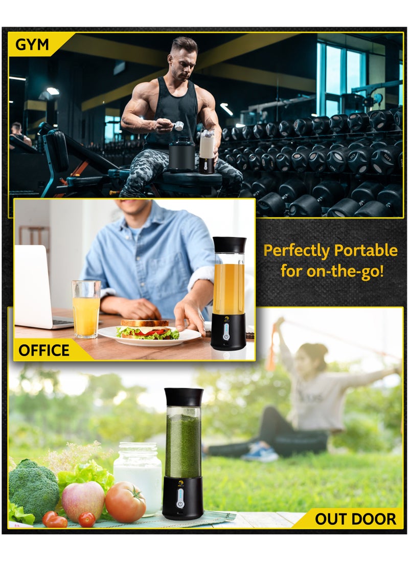 RIGID FITNESS - Portable Mini Blender - 500ml Cordless Mixer for Fruits Shakes & Protein Smoothies 150W – USB-C Rechargeable, 6 Powerfull Blades with Extra Blending Pulse & BPA-Free - for Daily Use - Image 1