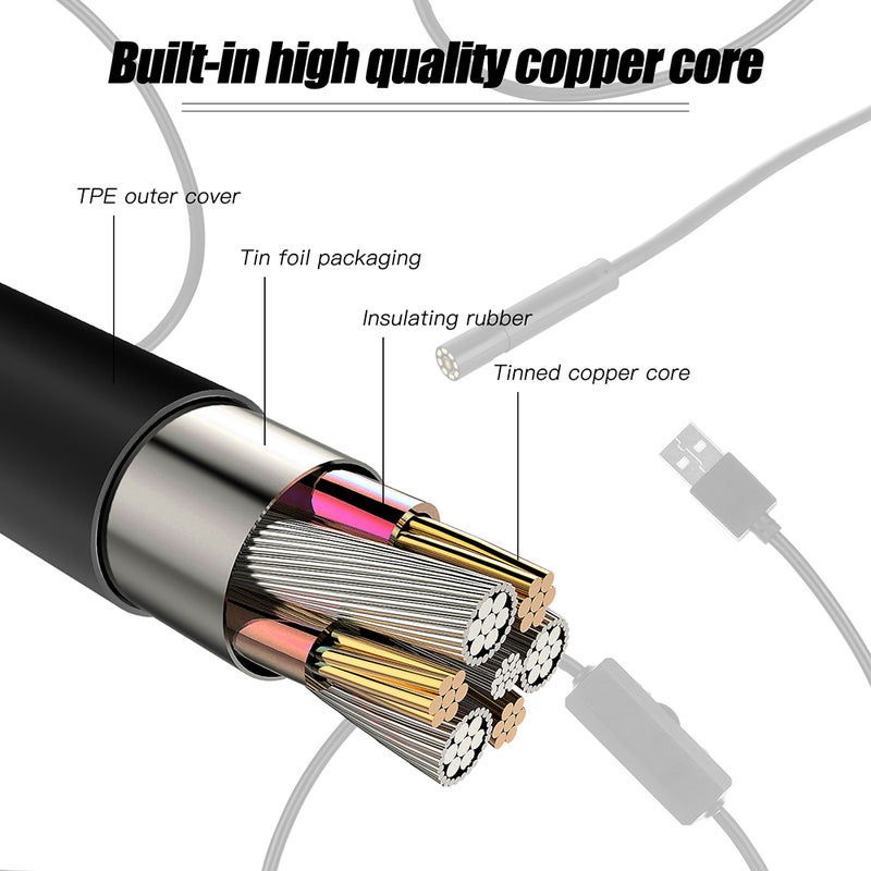 Industrial Endoscope Borescope Inspection Camera Built-in 8pcs LEDs 8mm Lens with 4.3 Inch High-definition 1080P Display Screen - Image 5