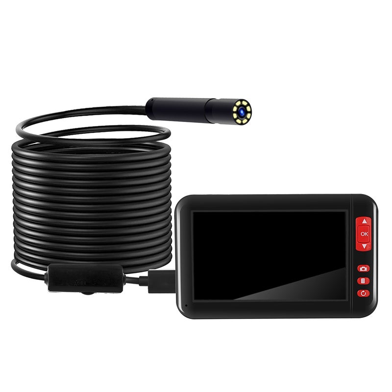 Industrial Endoscope Borescope Inspection Camera Built-in 8pcs LEDs 8mm Lens with 4.3 Inch High-definition 1080P Display Screen - Image 1