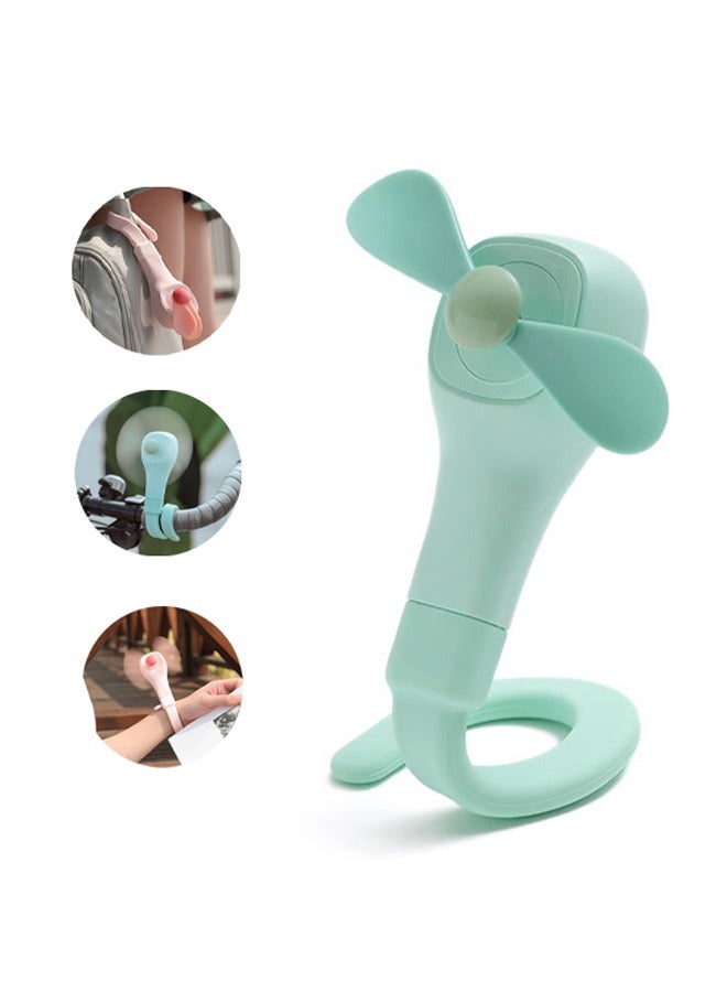 Stroller Fan Portable Mini Fan Clip on Pram Bicycle Personal Car Seat USB Rechargeable Handheld with Flexible Soft Stand for Camping Outdoor Travel Office Crib Toddler Bed 2 Speeds - Image 1