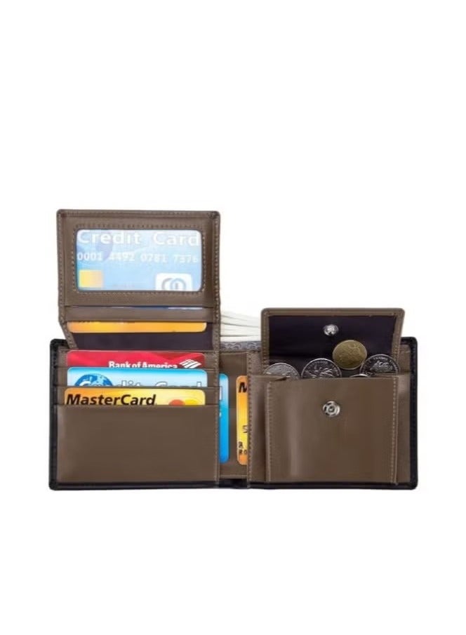 Generic Leather Men's Wallet with Coin Pocket, RFID Blocking Slim Bifold Credit Card Wallet with ID Window  - Image 2