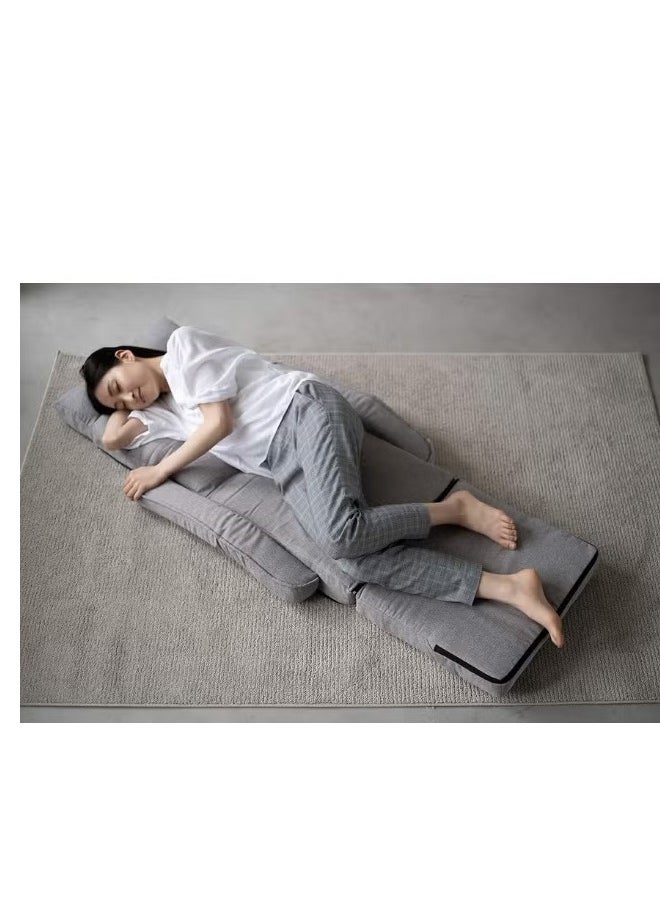 Generic - 2-in-1 sofa bed, a foldable relaxation sofa, padded floor chair that can be folded into 6 positions, relaxation bed with armrests, and relaxation sofa - steel alloy frame with cotton padding covered in cotton-linen fabric - gray color. - Image 1