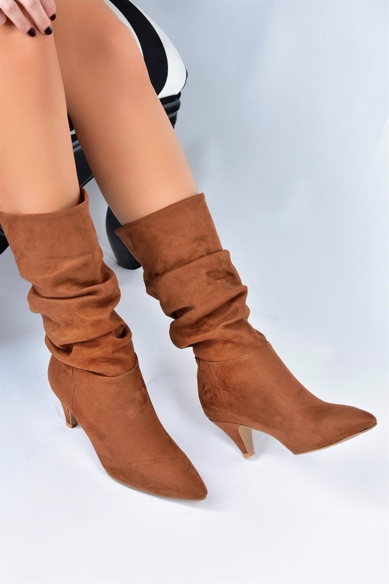 Fox Shoes أحذية نسائية قصيرة كعب من جلد النابا المخملي بتصميم مجمع L404810602  - Image 3