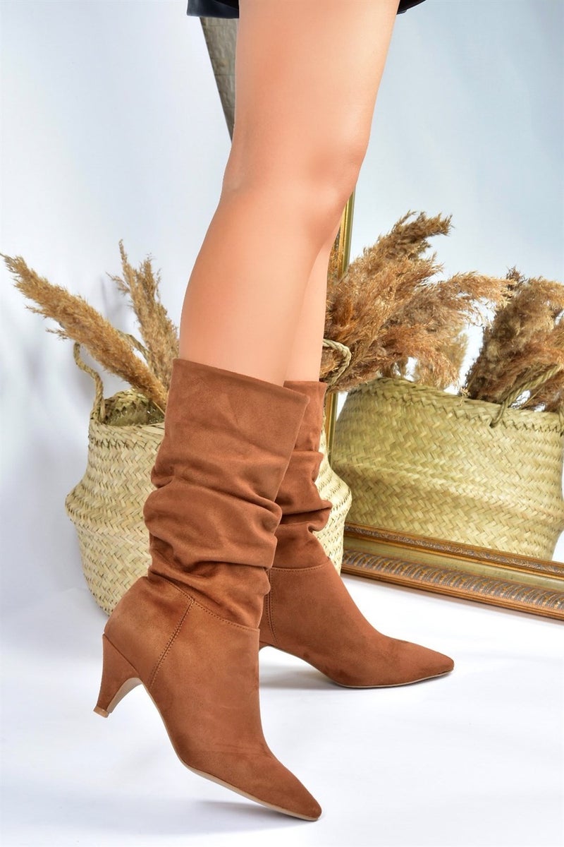 Fox Shoes أحذية نسائية قصيرة كعب من جلد النابا المخملي بتصميم مجمع L404810602  - Image 4