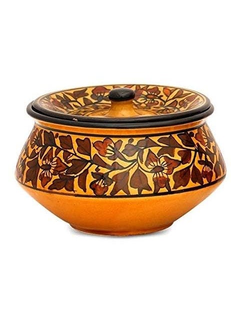 Caffeine Caffeine Ceramic Handmade Brown Sehra Serving Handi with Lid (Set of 1)  - Image 1