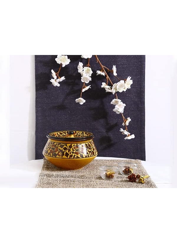 Caffeine Caffeine Ceramic Handmade Brown Sehra Serving Handi with Lid (Set of 1)  - Image 3