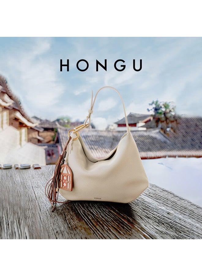 Hongu Genuine Leather Handbag, Niche Design Underarm Bag, Commuter Cowhide Shoulder Bag For Women, Birthday Gift For Girlfriend - Image 1