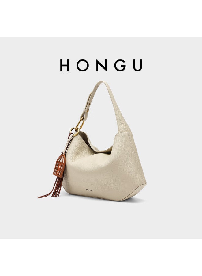 Hongu Genuine Leather Handbag, Niche Design Underarm Bag, Commuter Cowhide Shoulder Bag For Women, Birthday Gift For Girlfriend - Image 4