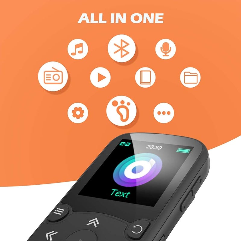 AGPTEK MP3 Player with Clip, with Armband, Bluetooth 5.3, with FM Radio, Voice Recorder for Sport Running, Supports up to 128GB TF Card - Image 2