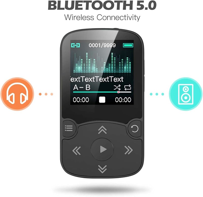 AGPTEK MP3 Player with Clip, with Armband, Bluetooth 5.3, with FM Radio, Voice Recorder for Sport Running, Supports up to 128GB TF Card - Image 4