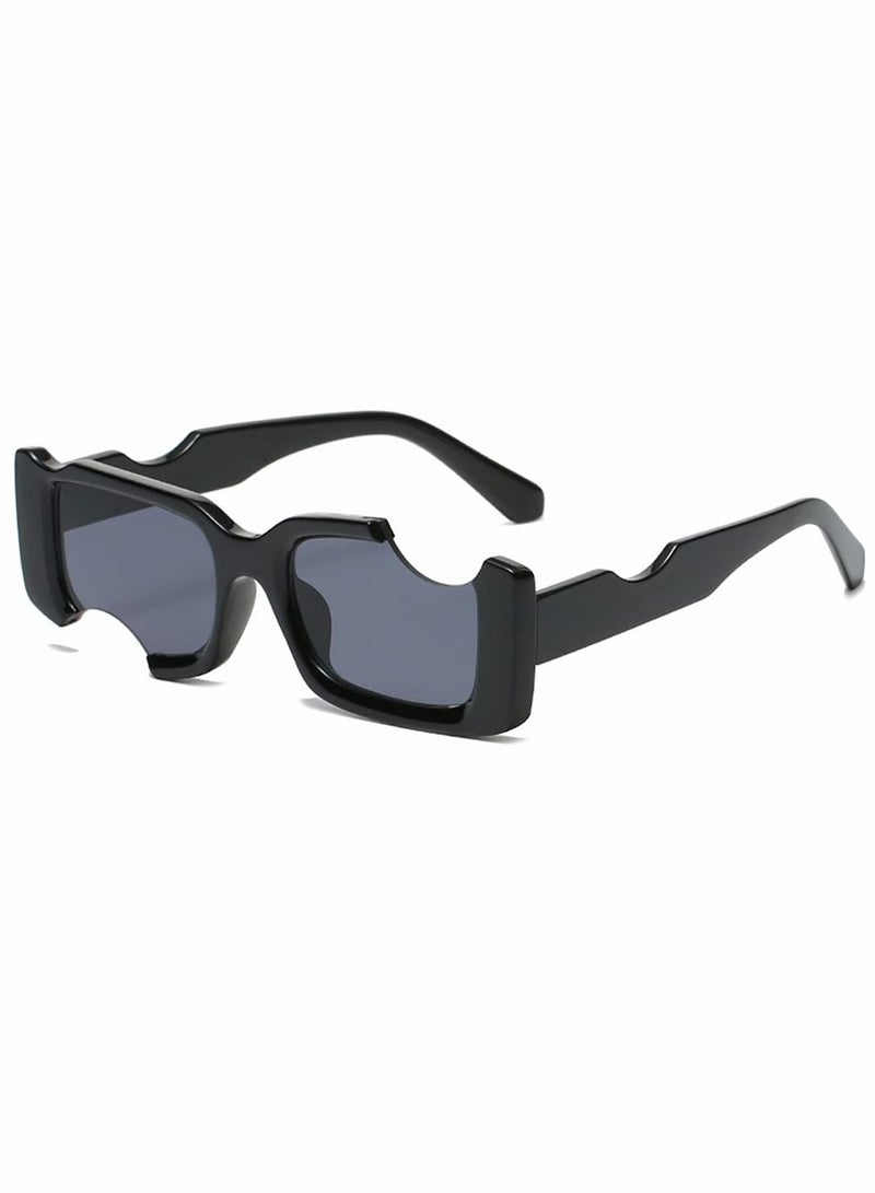 SOLARAE Sunglasses for Women, Irregular Small Rectangle Women Vintage Punk Sun Glasses UV Protection Suitable and Girls (Black) - Image 1