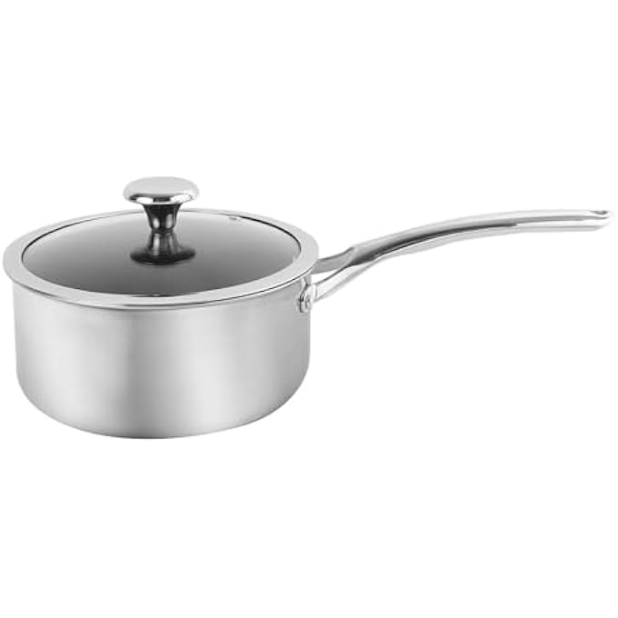 كوريل قدر دورانانو 18 سم مع غطاء، مقلاة ثلاثية الطبقات من الفولاذ المقاوم للصدأ، تقنية طلاء غير لاصقة وخالية من حمض بيرفلورو الأوكتانويك (PFOA) مع مقابض متينة، بدون طلاء كيميائي، متوافقة مع الحث بالغاز - Image 2