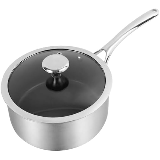 كوريل قدر دورانانو 18 سم مع غطاء، مقلاة ثلاثية الطبقات من الفولاذ المقاوم للصدأ، تقنية طلاء غير لاصقة وخالية من حمض بيرفلورو الأوكتانويك (PFOA) مع مقابض متينة، بدون طلاء كيميائي، متوافقة مع الحث بالغاز - Image 5