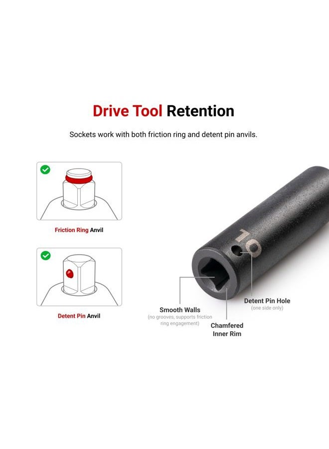 Tekton 1/2 Inch Drive Deep 12-Point Impact Socket Set, 17-Piece (8-24 mm) | SID92339 - Image 4