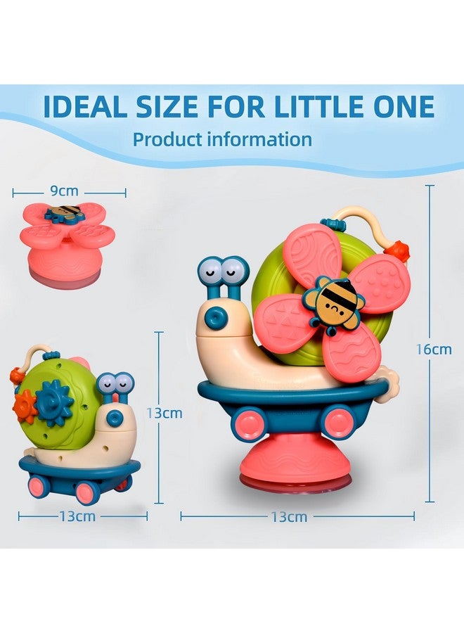 Tec Tavakkal Suction Cup Spinner Toys Sensory Montessori Educational Toys Cute Animal Food Grade Silicone Baby Bath Toys Convertible Push-And-Go Car Learning Activities Gifts For Kids (Pink) - Image 2