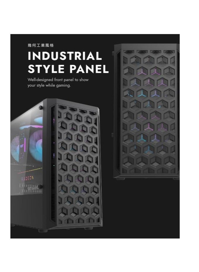 DarkFlash darkFlash DK300M M-ATX, ITX Tempered Glass Gaming PC Case, 3 RGB Fans Pre-Installed, Supports 240MM Radiator, HDD and SSD Slots, USB 3.0x1, USB 2.0 x2, HD AUDIO and Power, PC Case - Image 4