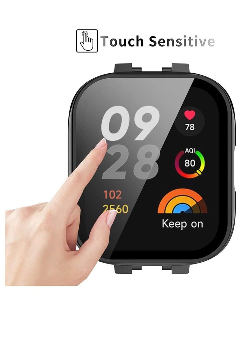 2 Pcs Case With Tempered Glass Screen Protector Compatible for Xiaomi Redmi Watch 3 9H Hardness All-round Protective Cover Ultra-thin Protective PC Case Cover Pink and Black - Image 5