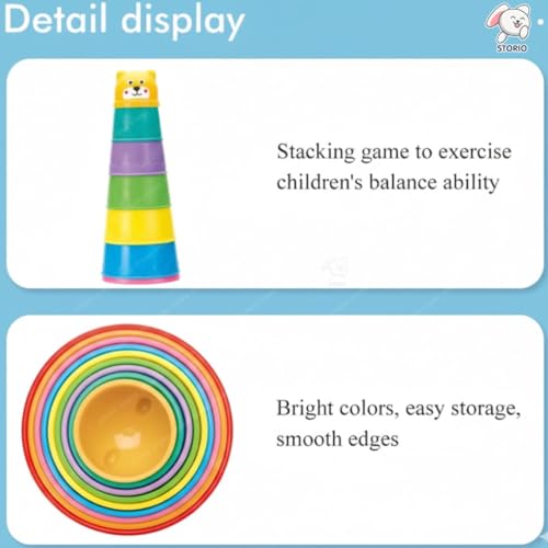 Storio 2-in-1 Build Up Beakers Stacking & Nesting Cups Toy for Kids | 9 PCS Multicolour Educational Beach Sand & Water Activity for Toddlers | Learning Toy for Boys & Girls 6+ Months - Image 3