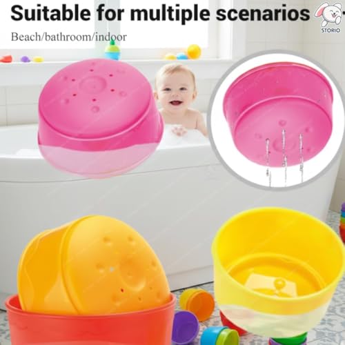 Storio 2-in-1 Build Up Beakers Stacking & Nesting Cups Toy for Kids | 9 PCS Multicolour Educational Beach Sand & Water Activity for Toddlers | Learning Toy for Boys & Girls 6+ Months - Image 2