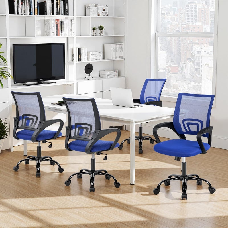 BestOffice Mesh Computer Back Support Modern Executive Adjustable Task Rolling Swivel Chair for Women, Men, Blue - Image 2