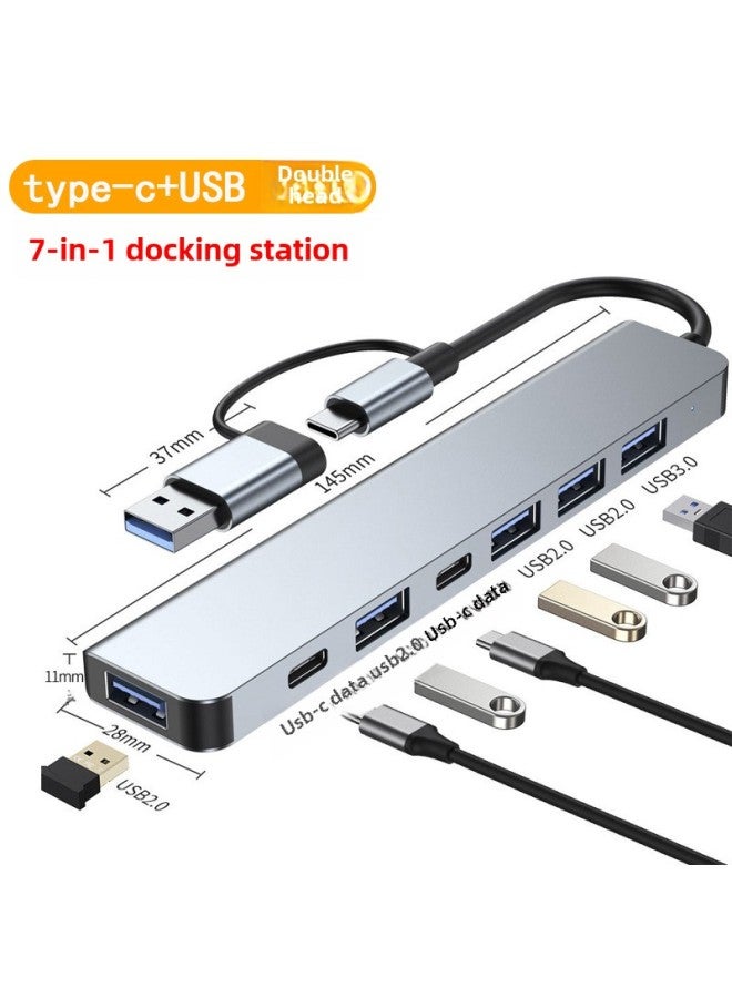 Two-head Seven-in-one Usbhub3.0 Docking Station Laptop Type-c One-to-seven USB Extender-Number Of Interfaces:Double Head Seven-in-one  - Image 2