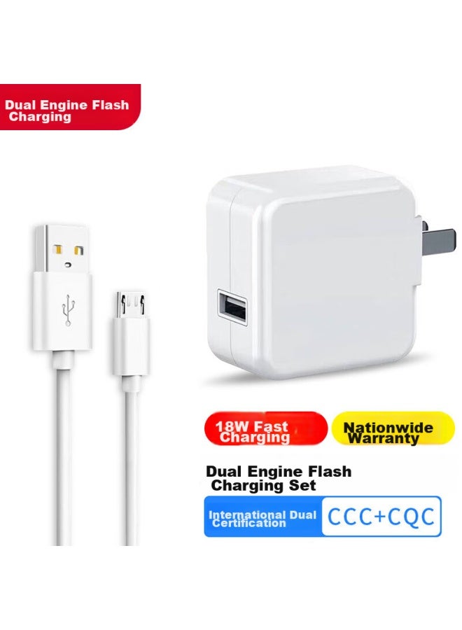 Bkayp Compatible With Vivo Charger, 18w Dual-engine Fast Charging, Micro Cable, Super Fast Charging Set, Y52s Data Cable, Suitable For Y32, Y5s, X27, X23, X21, X20, And Plug - Image 1