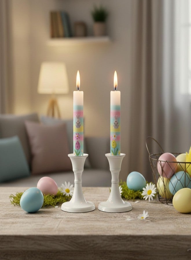 Rely+ White Candle Holder Set of 2 - Decorative Taper Candles for Candlesticks - Candle Stick Candle Holder -Candlestick Holders for Taper Candles - Modern Candle Holders for Dinner, Party - Image 2