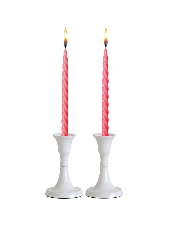 Rely+ White Candle Holder Set of 2 - Decorative Taper Candles for Candlesticks - Candle Stick Candle Holder -Candlestick Holders for Taper Candles - Modern Candle Holders for Dinner, Party - Image 1