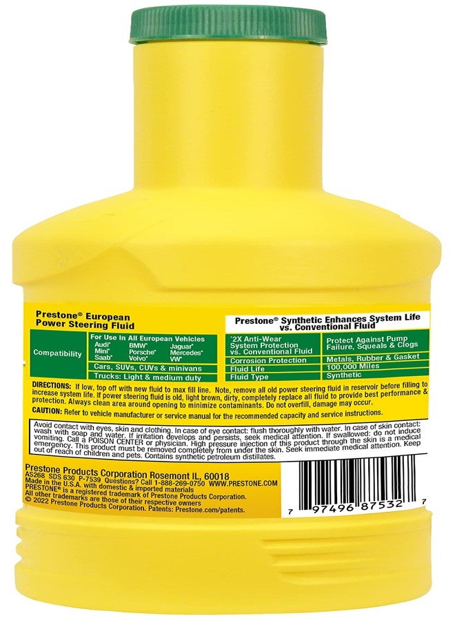 بريستون سائل التوجيه المعزز بريستون AS268 للمركبات الأوروبية - 12 أونصة. - Image 2