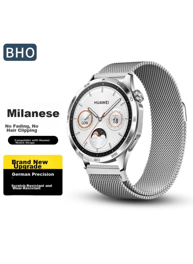 Bho Compatible With Huawei Watch Straps For Gt5pro/gt4/gt3pro/gt2, Milanese Loop Watch Band For Watch4pro/watch3/honor Magic2, Magnetic Metal Watch Strap - Image 1