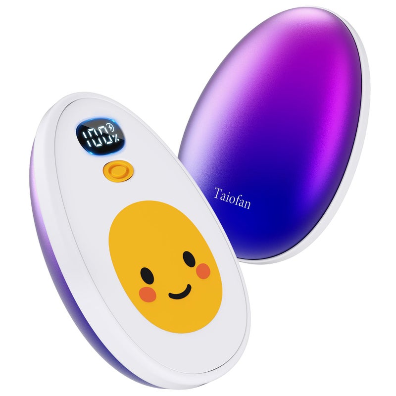 Taiofan Hand Warmers Rechargeable, 2 Pack Cute Egg Design, LED Display, 4 Levels Fast Heating Magnetic Electric Hand Warmers, Portable Pocket Heater Gifts for Women Men Outdoor Camping Hunting Golf - Image 1