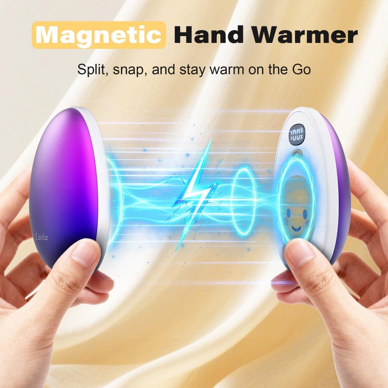Taiofan Hand Warmers Rechargeable, 2 Pack Cute Egg Design, LED Display, 4 Levels Fast Heating Magnetic Electric Hand Warmers, Portable Pocket Heater Gifts for Women Men Outdoor Camping Hunting Golf - Image 4