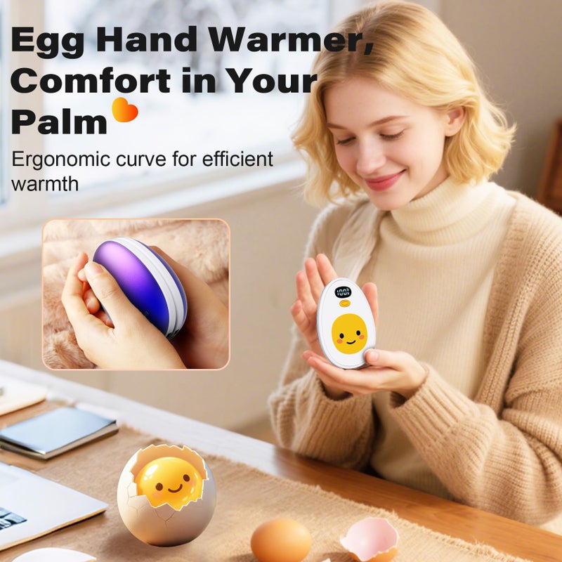 Taiofan Hand Warmers Rechargeable, 2 Pack Cute Egg Design, LED Display, 4 Levels Fast Heating Magnetic Electric Hand Warmers, Portable Pocket Heater Gifts for Women Men Outdoor Camping Hunting Golf - Image 5