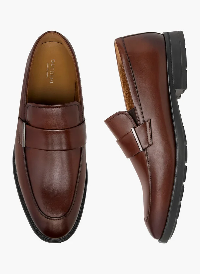 DUCHINI Men's Solid Slip-On Loafers