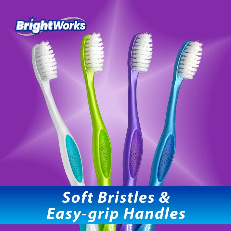 BrightWorks Dazzling Clean Manual Toothbrush (10 Pack), Soft, Bristles Designed to Clean in Between Teeth. Great for Sensitive Teeth or Sensory Issues (Multiple Colors). - Image 3