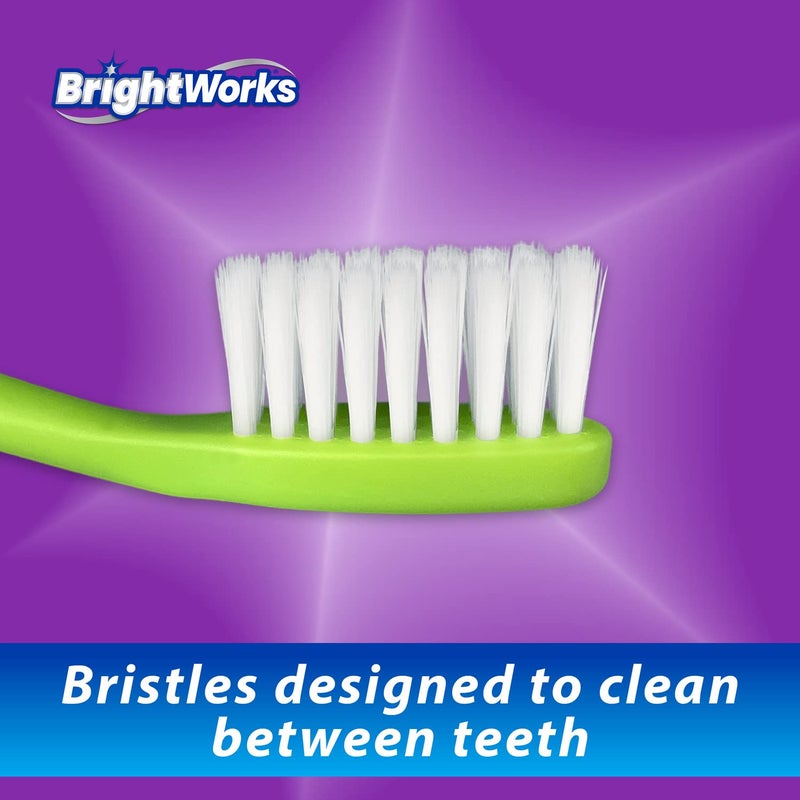 BrightWorks Dazzling Clean Manual Toothbrush (10 Pack), Soft, Bristles Designed to Clean in Between Teeth. Great for Sensitive Teeth or Sensory Issues (Multiple Colors). - Image 4