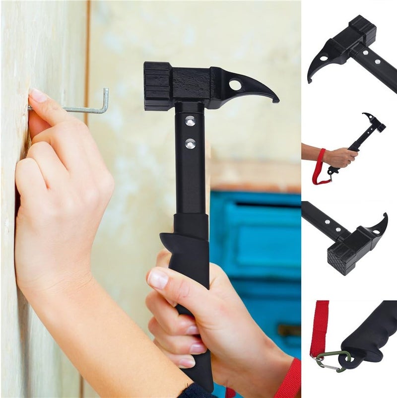 كلاراكو مطرقة خيمة خارجية من كلاركو، مطرقة تخييم شديدة التحمل، رأس عالي القوة ومقبض مطاطي مع حبل، أوتاد خيمة، أداة إزالة المسامير - Image 5