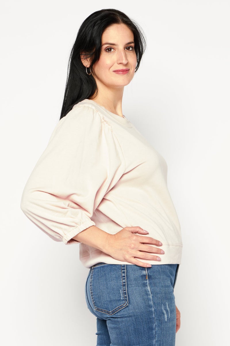 Splendid Women Crew Neck Long Sleeve Solid Sweatshirt, Pink - Image 2