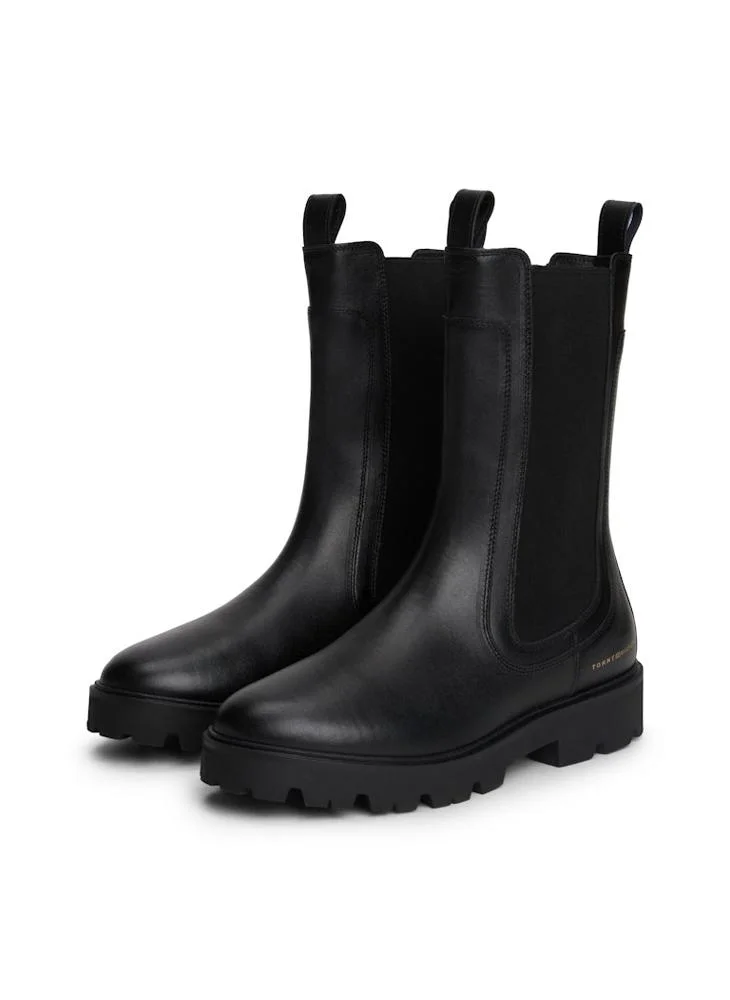 TOMMY HILFIGER Leather Cleat Mid Chelsea Boots