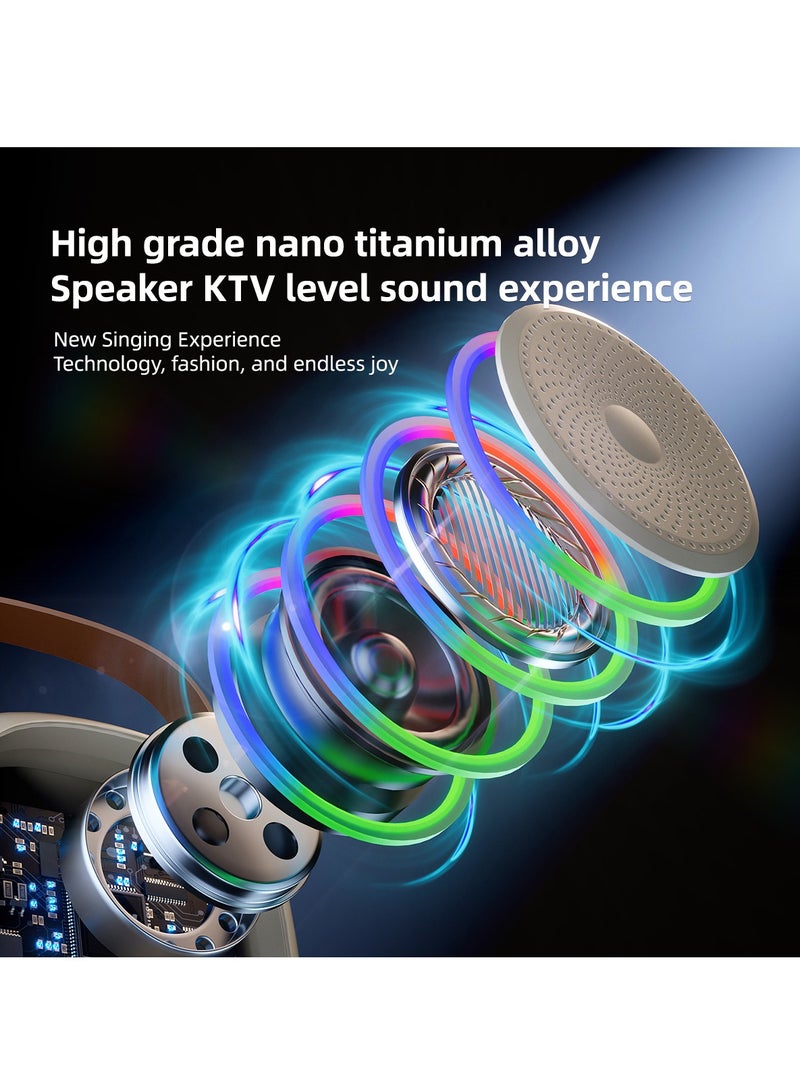 Karaoke Bluetooth Speaker with 2 Wireless Mic,Mini Portable Bluetooth Speaker with Microphone,Colorful Ambient Light for Family Gatherings and Entertainment  - Image 2