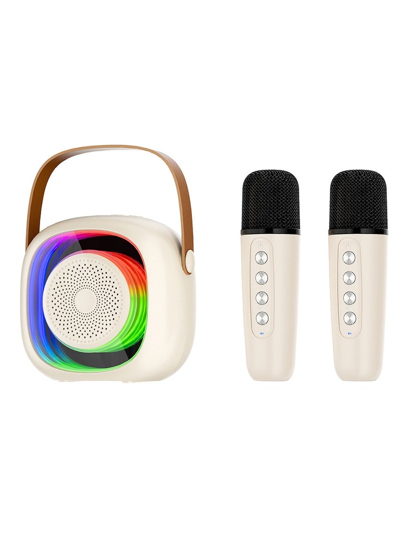 Karaoke Bluetooth Speaker with 2 Wireless Mic,Mini Portable Bluetooth Speaker with Microphone,Colorful Ambient Light for Family Gatherings and Entertainment  - Image 1