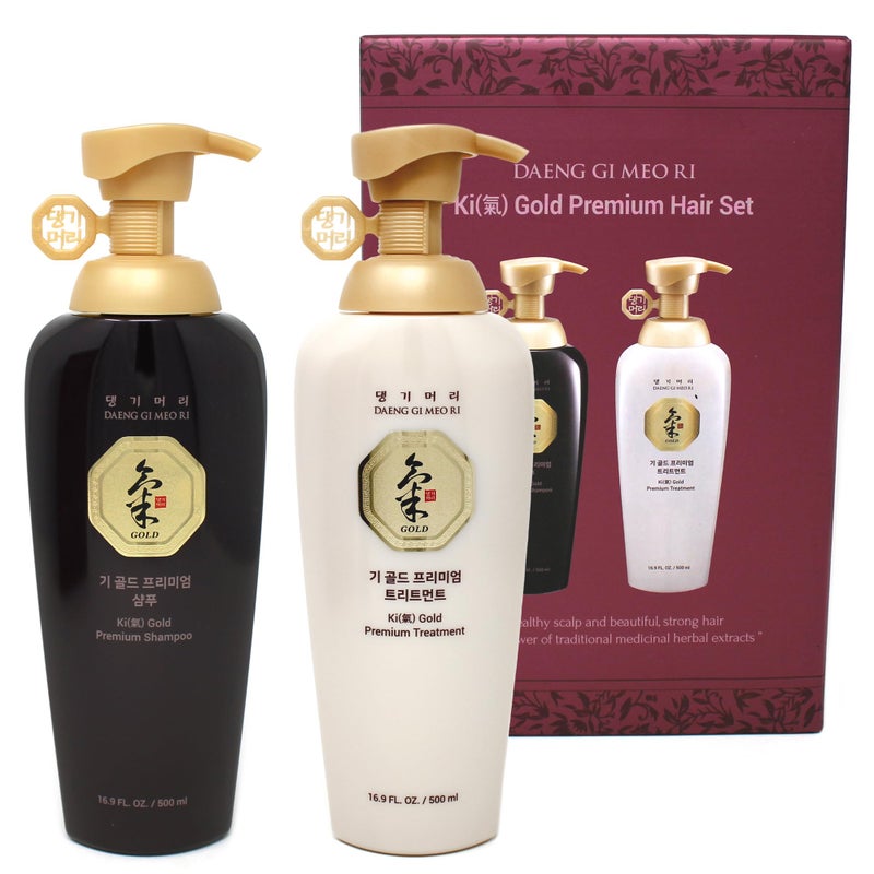 Daeng Gi Meo Ri Ki Gold Premium Shampoo and Treatment Set (500ml) - Herbal K-Beauty Moisturizing and Hydrating Hair Care for Dry and Damaged Hair. - Image 1