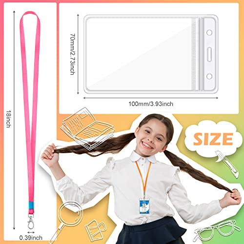 Kingdder 48 Sets Kids Lanyard with ID Badge Holder Bulk Vertical Name Tag Holder Neck Lanyard for Adult (Assorted Color) - Image 2