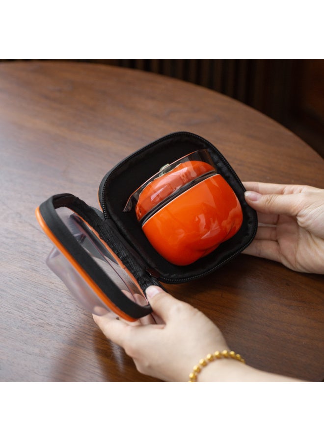 Persimmon Tea Jar Ceramic Small Portable Travel Sealed Jar Tea Box Storage Tea Jar Tea Packaging Box Empty Gift Box