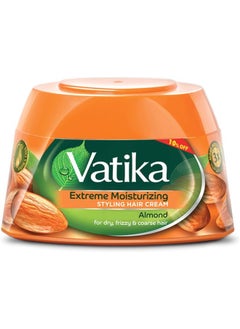 Dabur Vatika Extreme Moisturizing Styling Hair Cream | Almond | For Dry, Frizzy & Coarse Hair | Nourishing Vatika Oils Clear 190ml  - Image 1