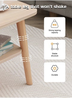 Occuwzz Oval Wooden Coffee Table in Modern Style Double Layered Open Storage with Drawers Coffee Table and Display 2 Layer Sofa Table Living Room Home Office  - Image 3