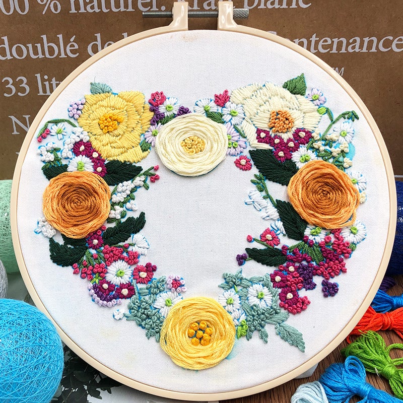 Original 3D Embroidery Beginner Handmade Creative Embroidery Diy Holding Flower Cross Stitch European Material Package Tutorial - Image 1