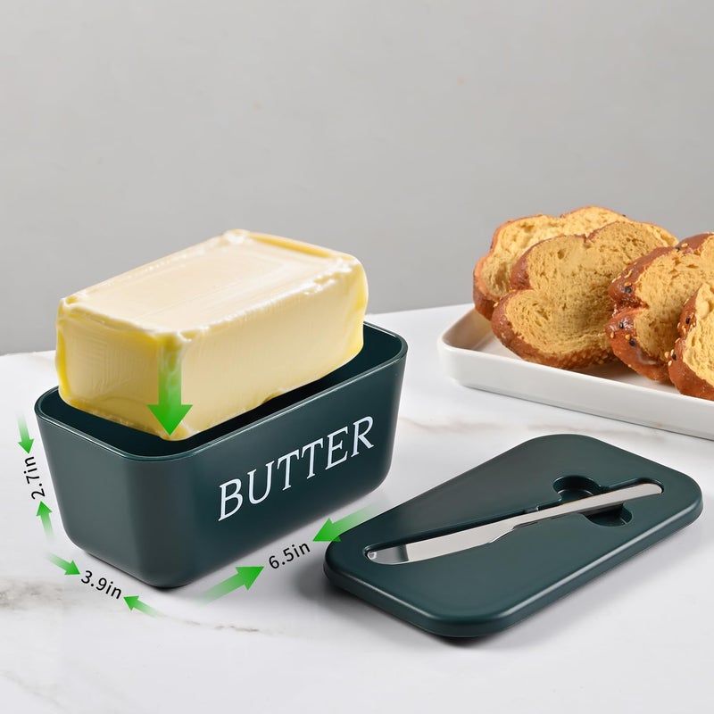 Dehov Large Butter Dish With Lid And Knife,Food Grade Plastic Large Butter Container With Cover,Butter Holder With Stainless Steel Knife For Kitchen Decor Countertop - Image 3