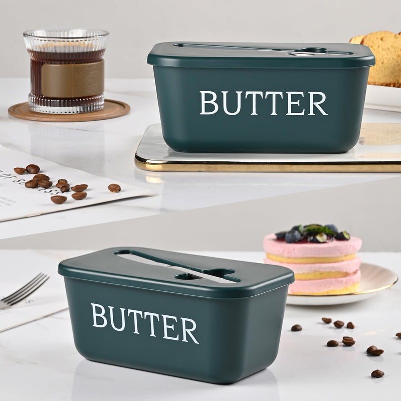 Dehov Large Butter Dish With Lid And Knife,Food Grade Plastic Large Butter Container With Cover,Butter Holder With Stainless Steel Knife For Kitchen Decor Countertop - Image 2